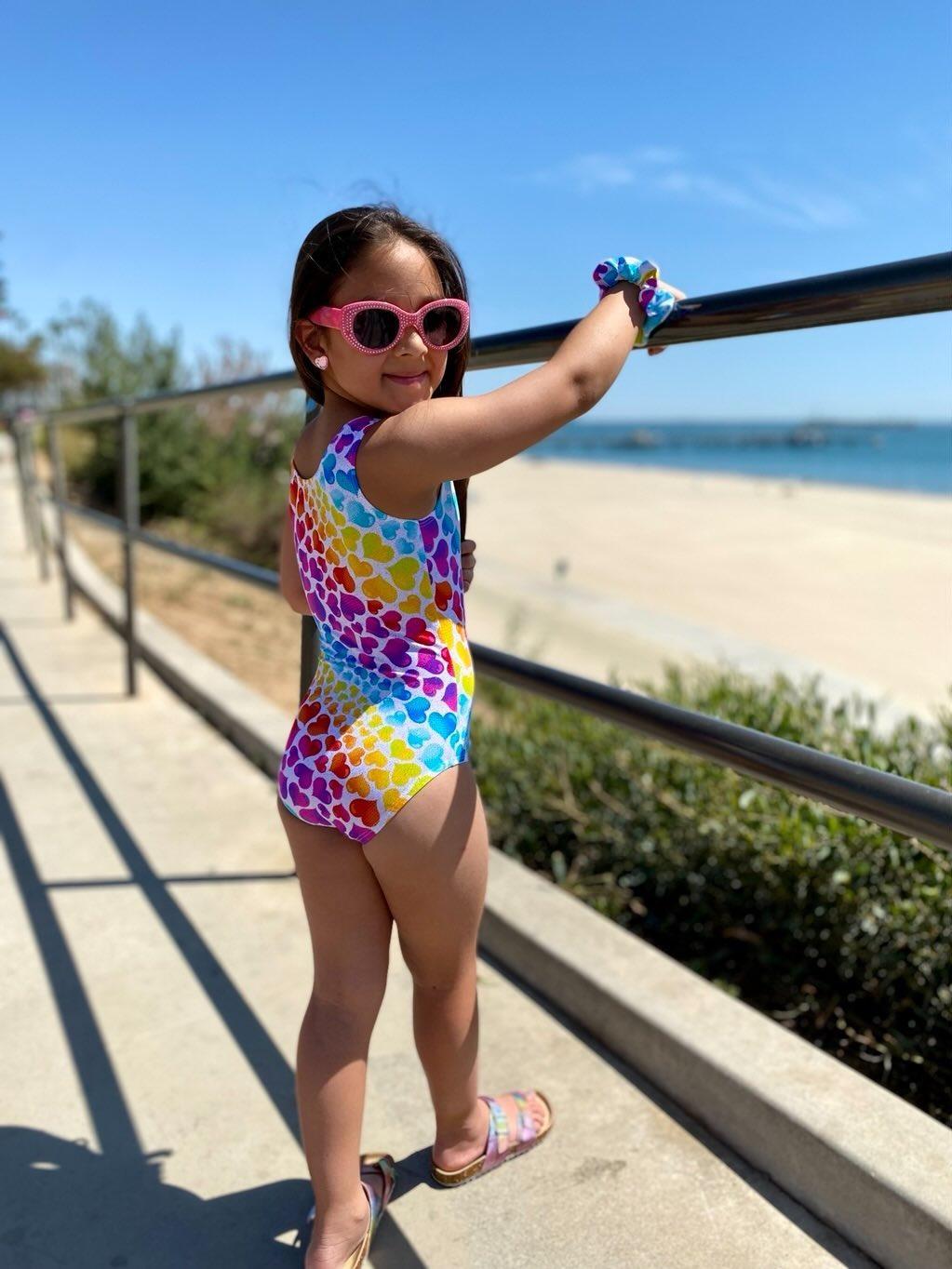 Rainbow Hearts Gymnastics Dance Leotard