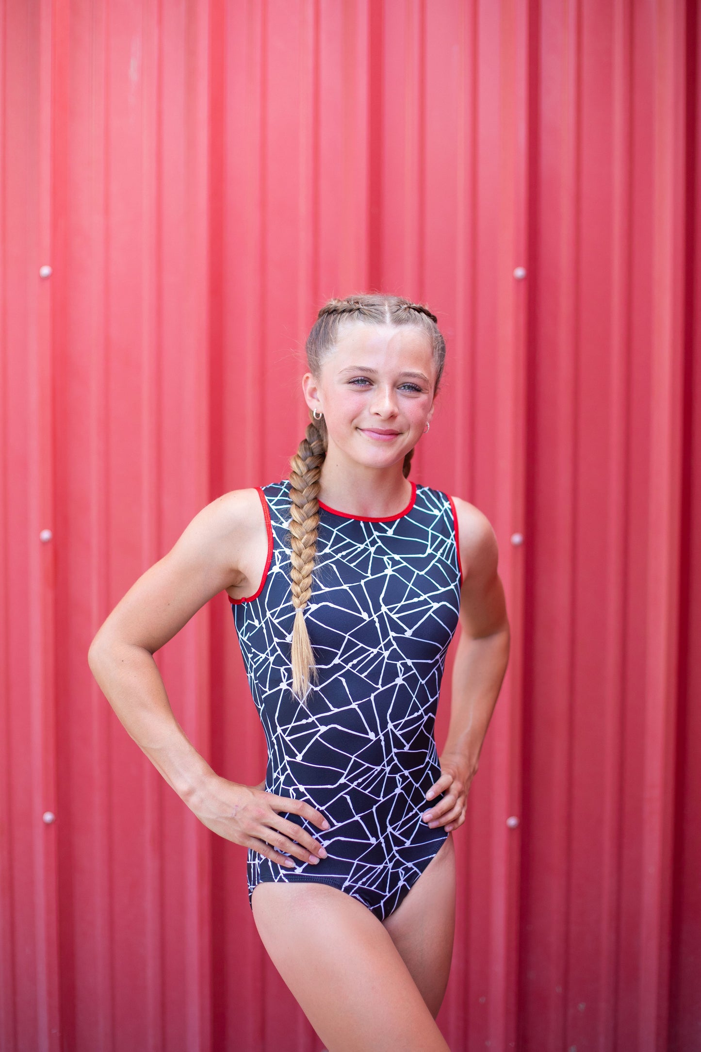 Black Geometric Gymnastics Dance Leotard