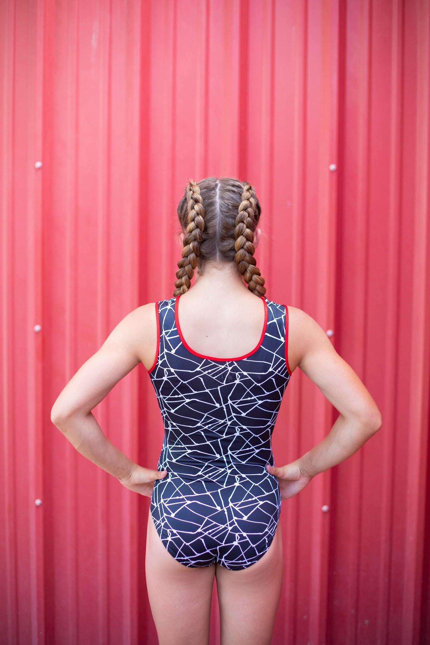 Black Geometric Gymnastics Dance Leotard