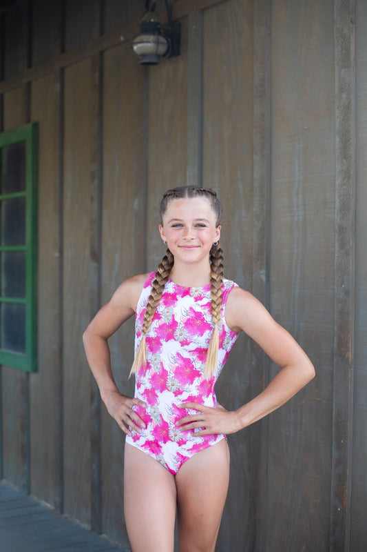 Daisy Pink Flowers Gymnastics Dance Leotard