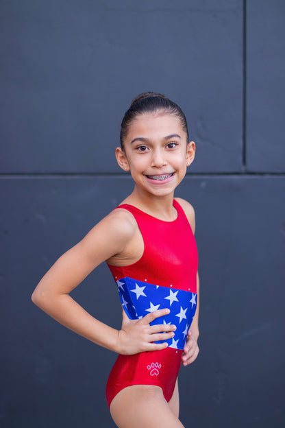 USA Red White & Blue Stars  Gymnastics Dance Leotard