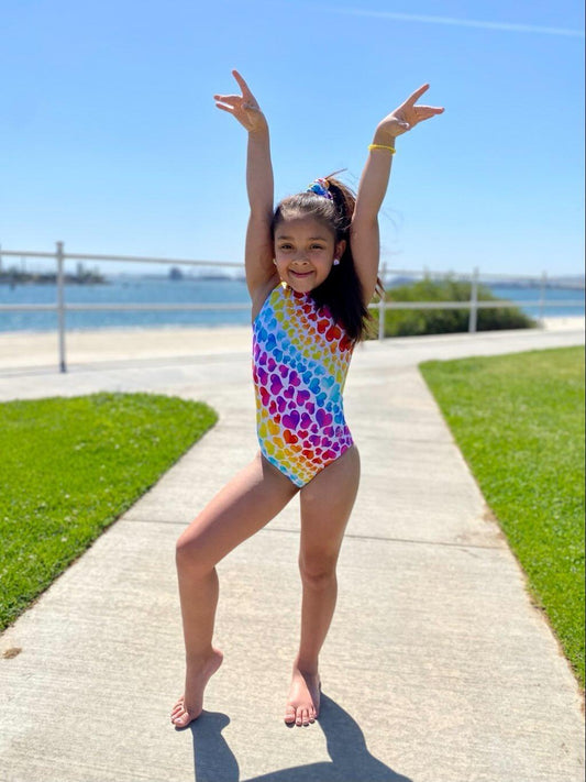 Rainbow Hearts Gymnastics Dance Leotard