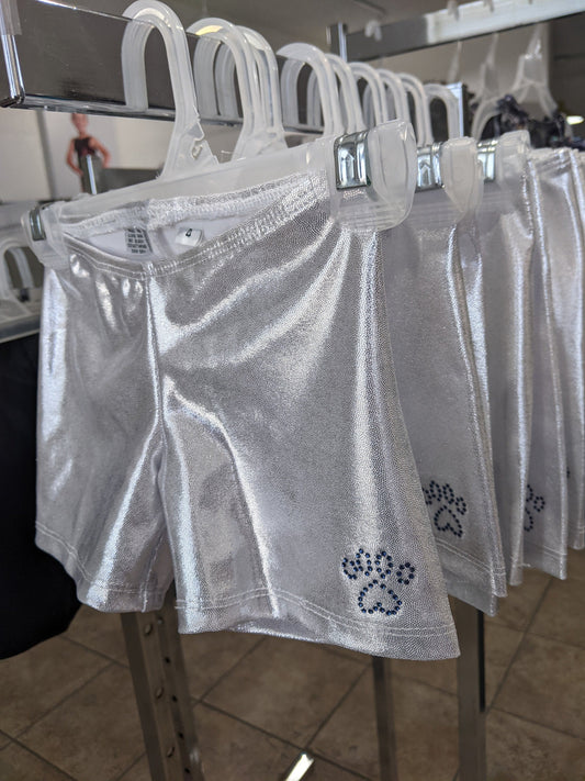 Gymnastics Shorts  Cheer Silver Mystique Girls Kids Women Sizes Gymnast Dance